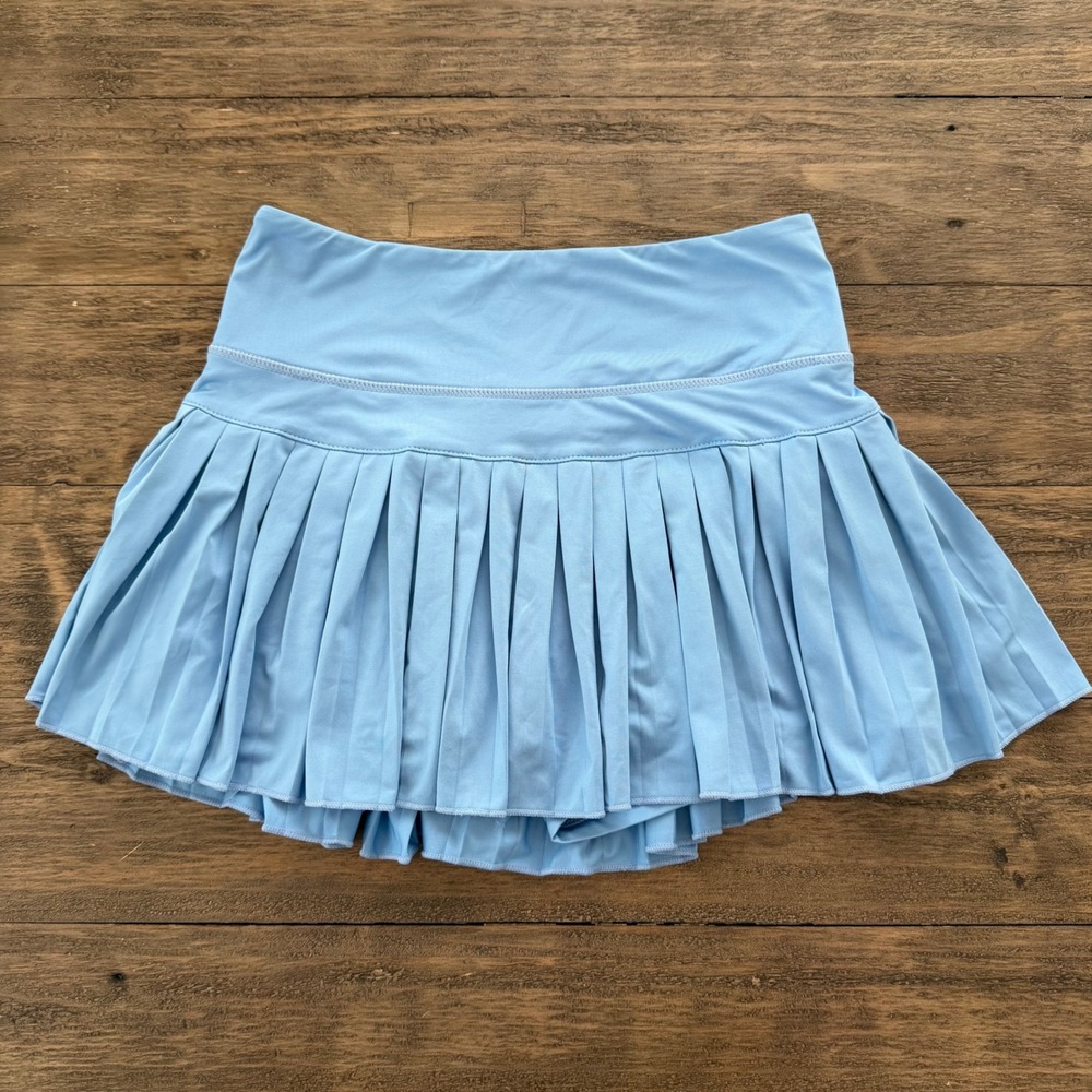 Goldhinge Pleated Tennis Skort Light Blue Activewear Skirt with Shorts Small
